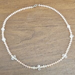 Delicate Pink and Clear Crystal Necklace